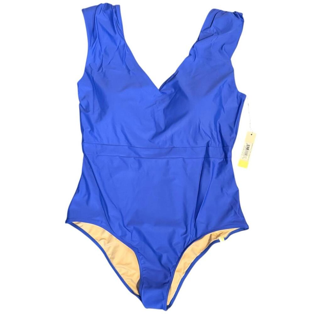 Summersalt The Ruched Backflip One-Piece Swimsuit Blue Hydrangea Plus Size 22 - Picture 4 of 6